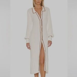 Sancia Amalie Knit Midi Dress in Sandstone balloom sleeves revolve large